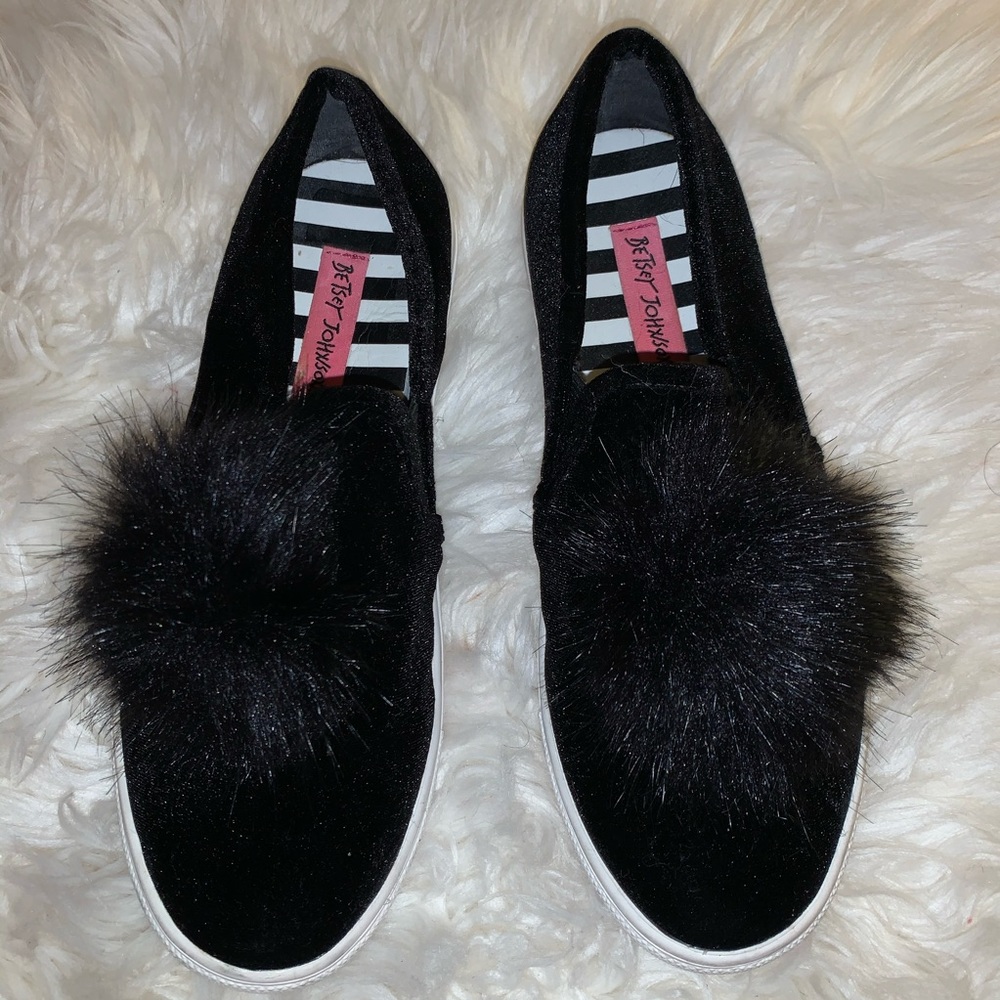 Betsey Johnson Slip on Fuzzy Shoes